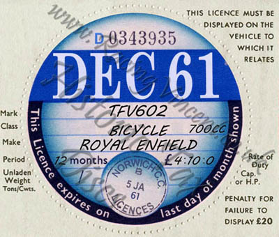 1961 Tax Disc